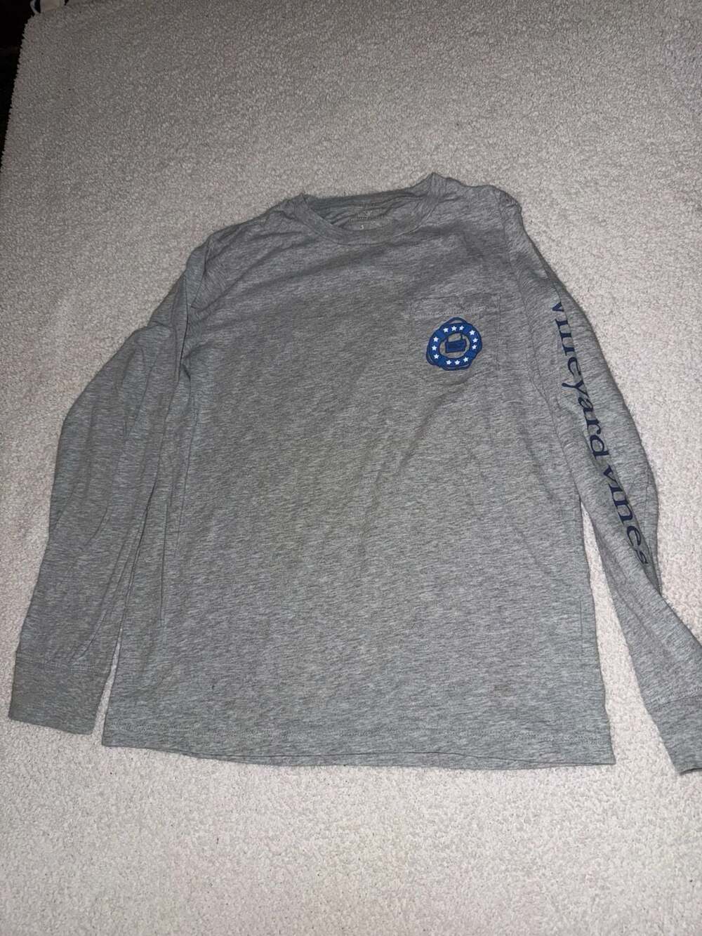 Vineyard Vines Long Sleeve Pocket T-Shirt Size S Gray